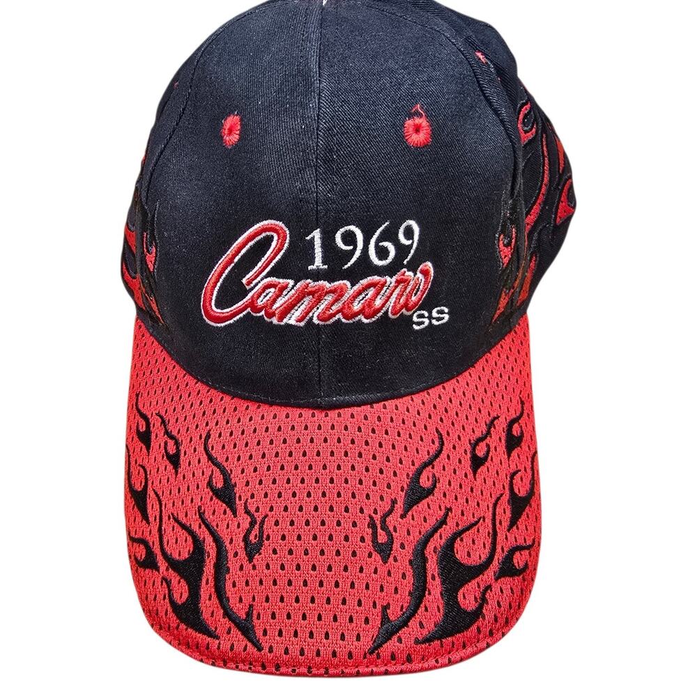 Vintage Y2k 1969 Camaro Red Black Flame Baseball Hat